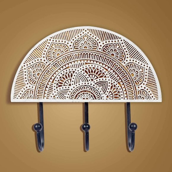 Anthropologie Large Hand Curved Wooden Stamp Hook